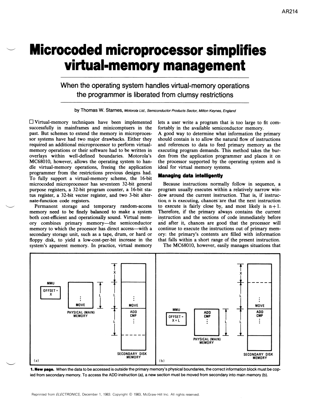 AR214 Microcoded Microprocessor Simplifies Virtual-Memory
