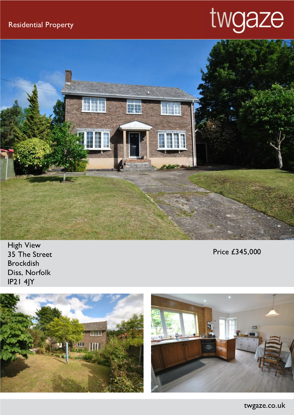 Residential Property High View 35 the Street Brockdish Diss, Norfolk IP21 4JY Price £345,000 Twgaze.Co.Uk