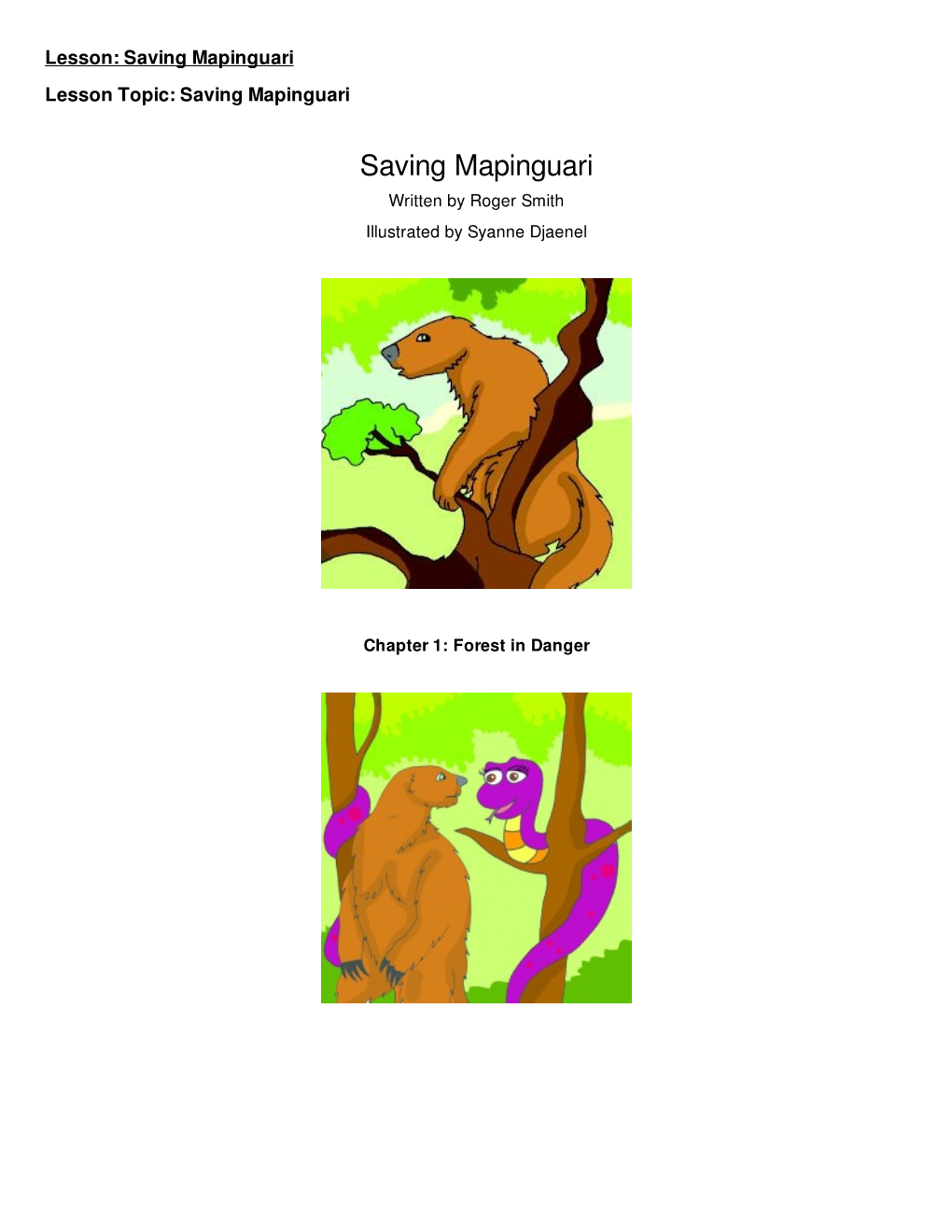 Saving Mapinguari Lesson Topic: Saving Mapinguari