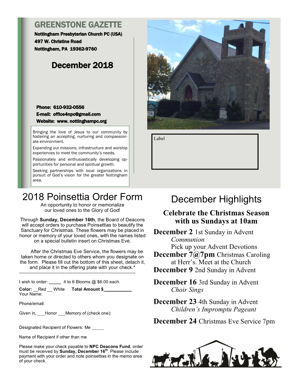 2018 Poinsettia Order Form December Highlights