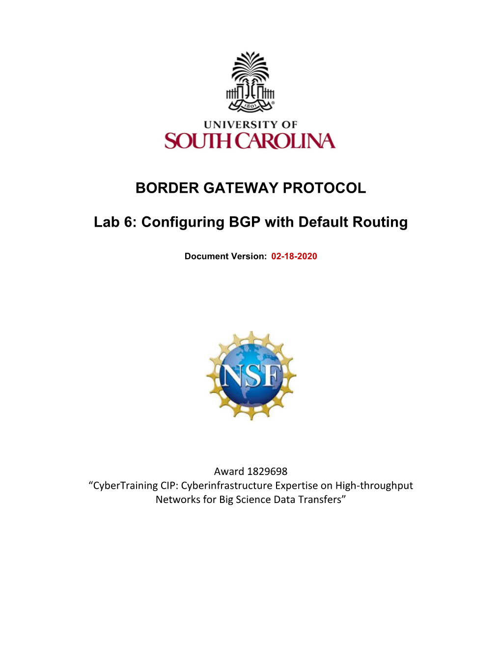 Lab 6 Configuring BGP with Default Routing