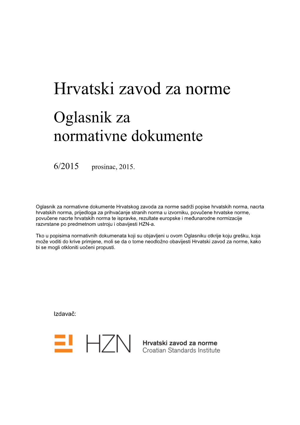 HZN Oglasnik Za Normativne Dokumente 6