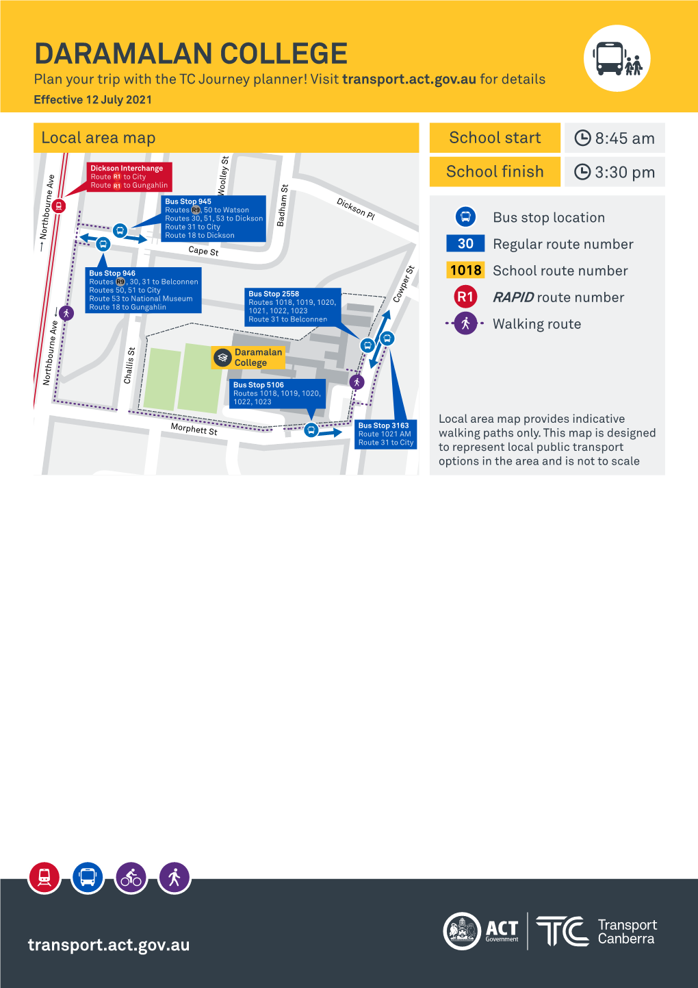 DARAMALAN COLLEGE Plan Your Trip with the TC Journey Planner! Visit Transport.Act.Gov.Au for Details Effective 12 July 2021