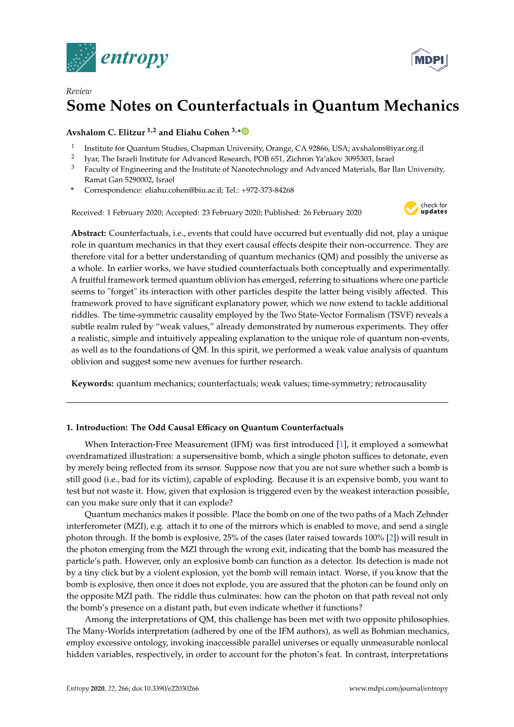 Some Notes on Counterfactuals in Quantum Mechanics