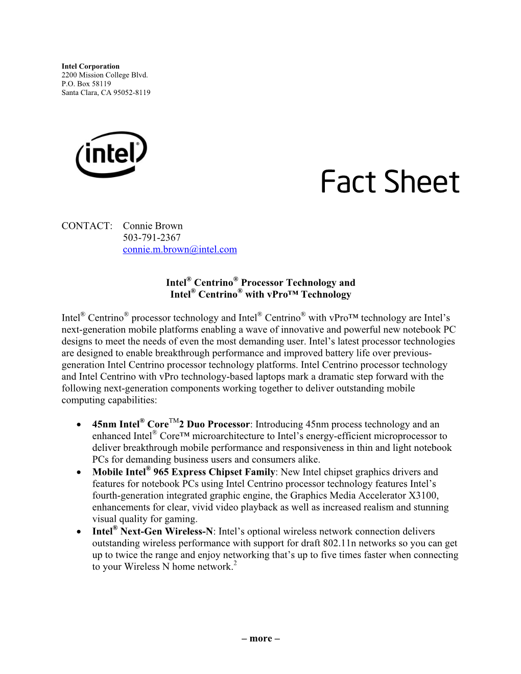 Intel® Centrino® Processor Technology and Intel® Centrino® with Vpro™ Technology