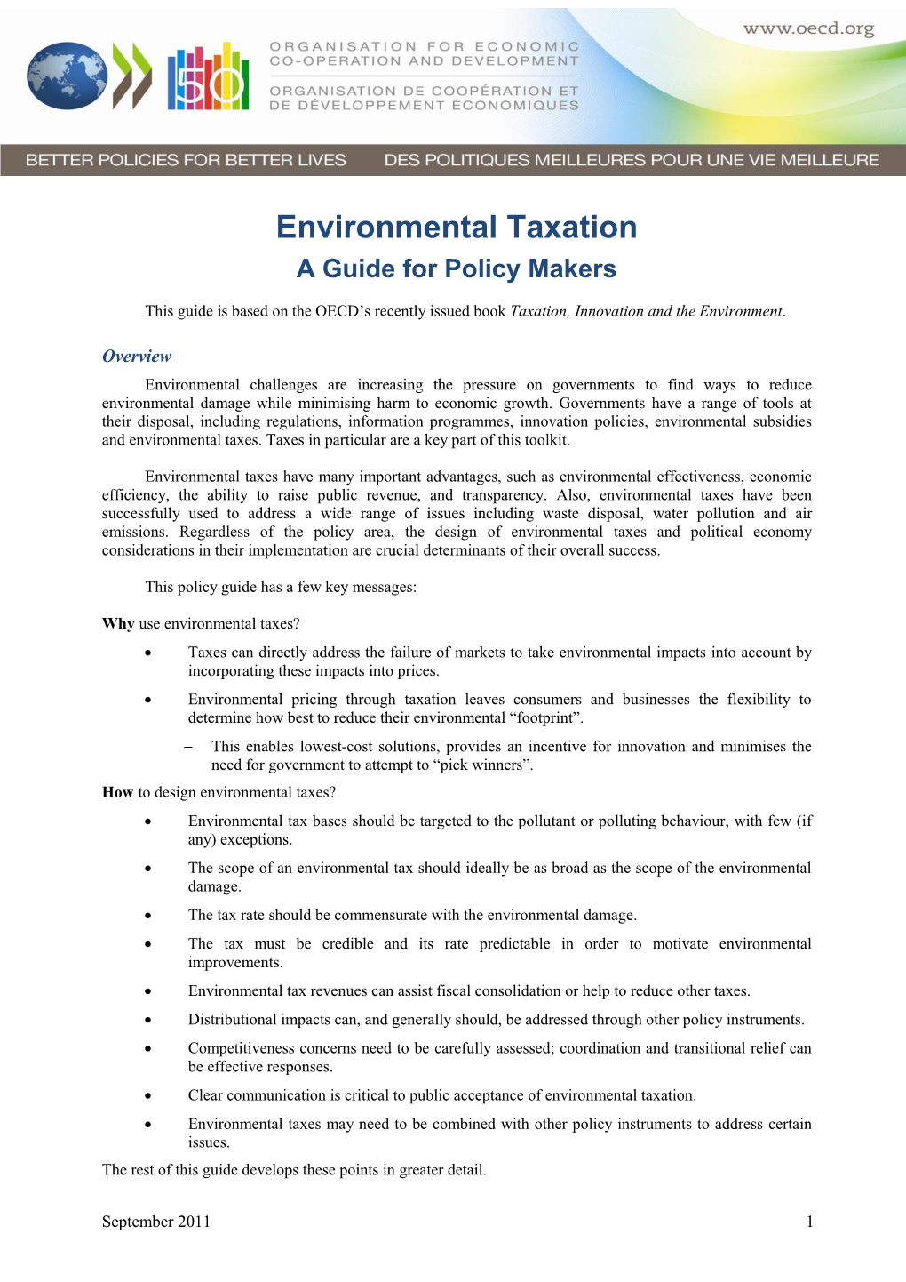 Environmental Taxation a Guide for Policy Makers