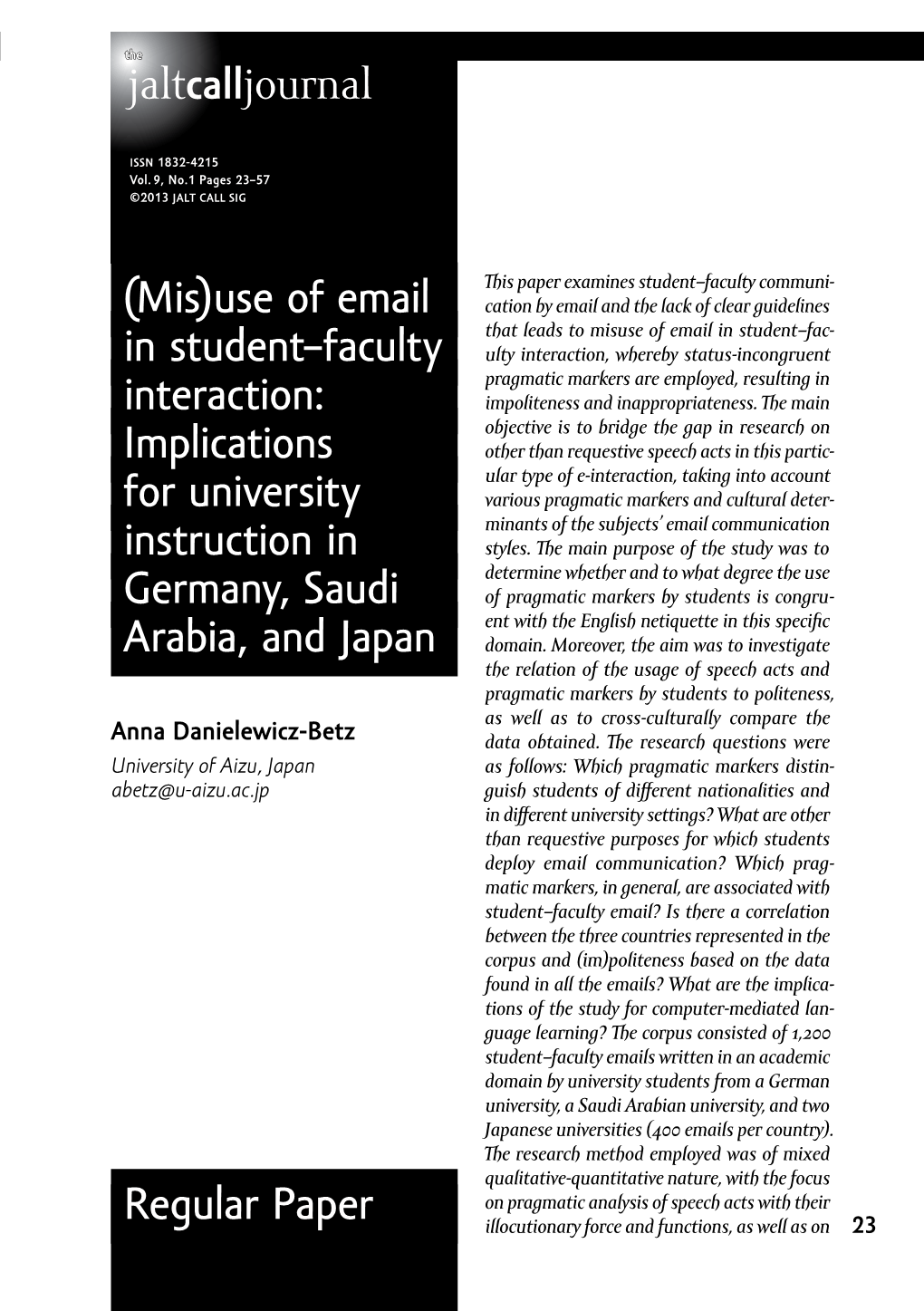 (Mis)Use of Email in Student–Faculty Interaction