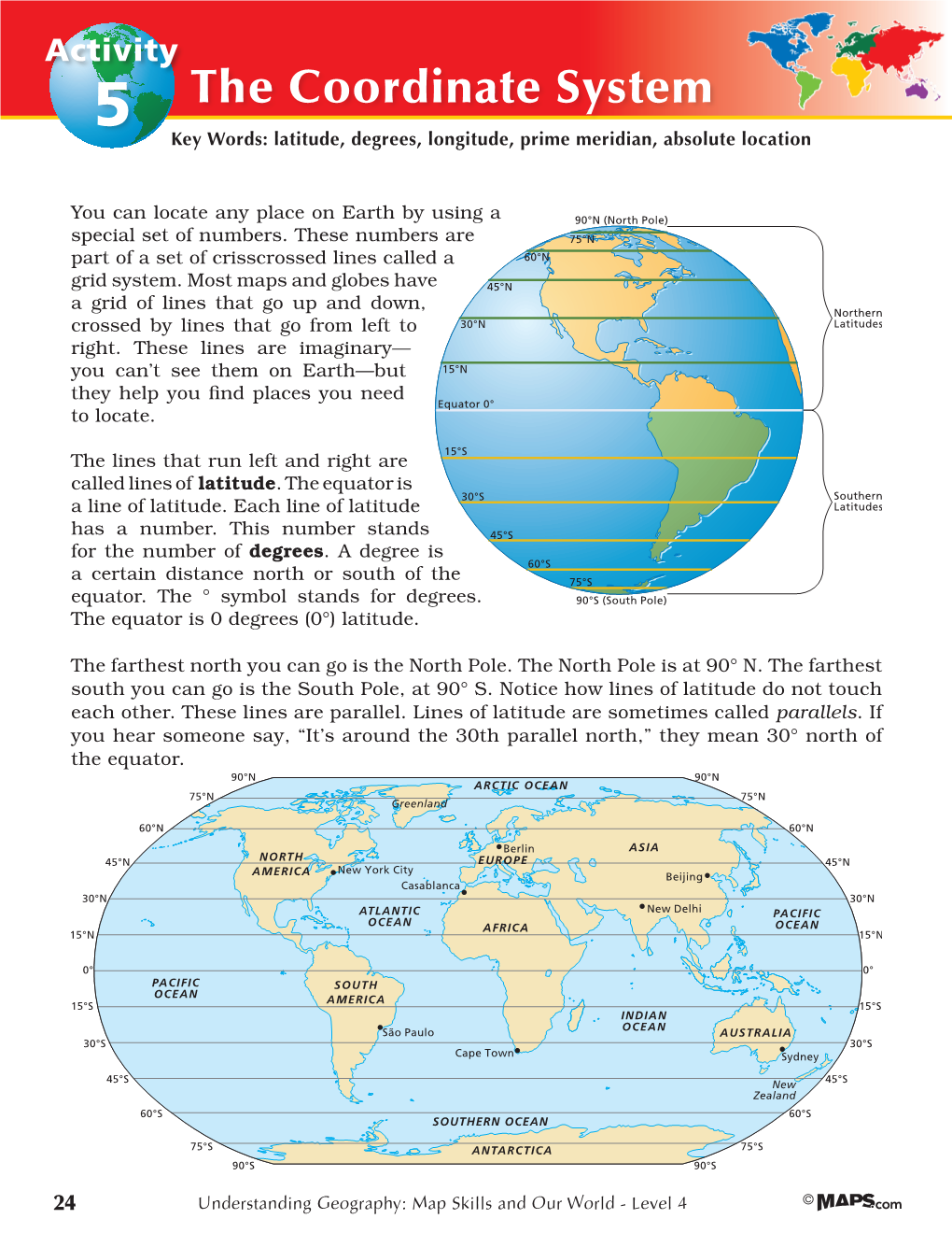 The Coordinate System Key Words: Latitude, Degrees, Longitude, Prime Meridian, Absolute Location