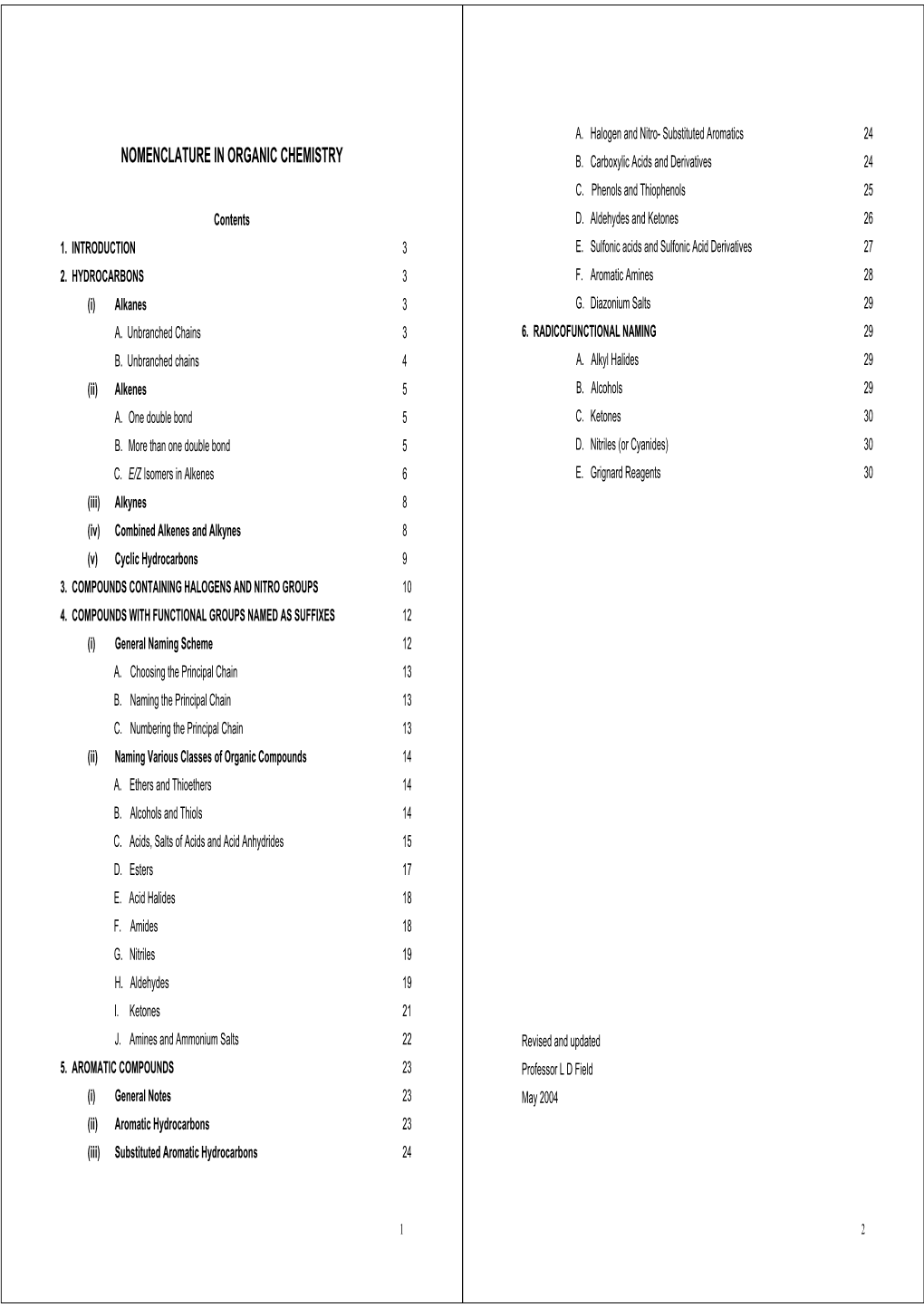 Nomenclature in Organic Chemistry B