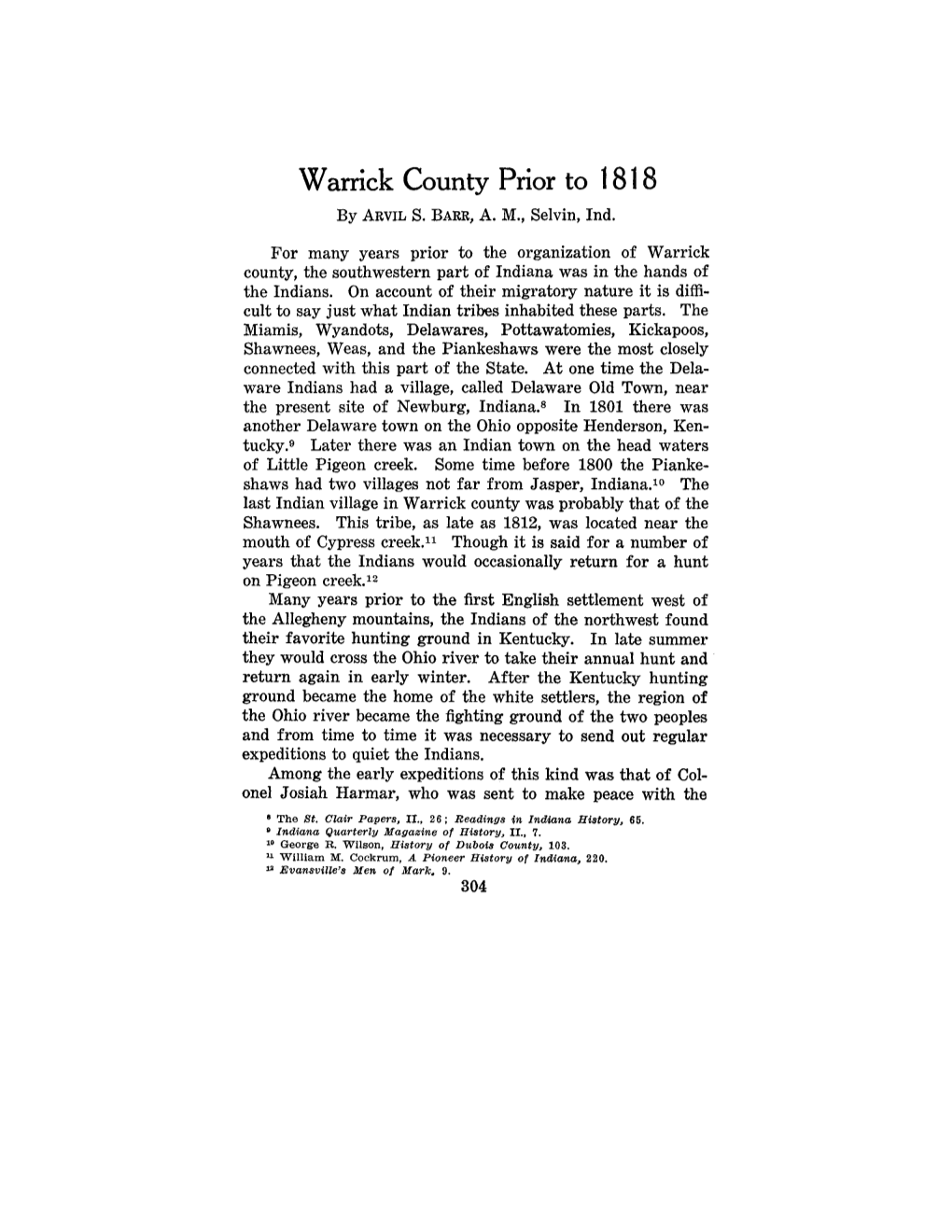 Warrick County Prior to 181 8