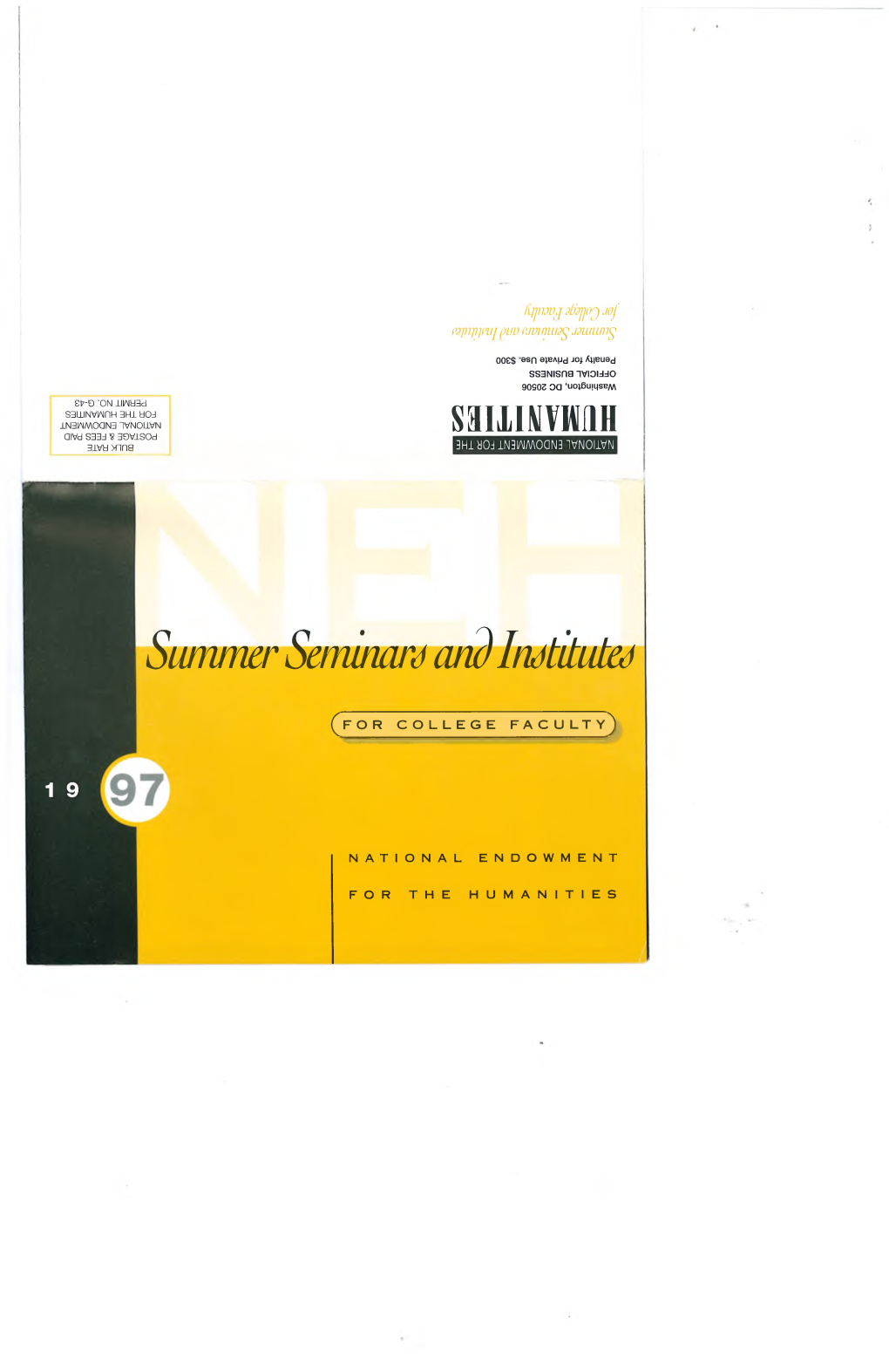 Summer Seminars and Institutes