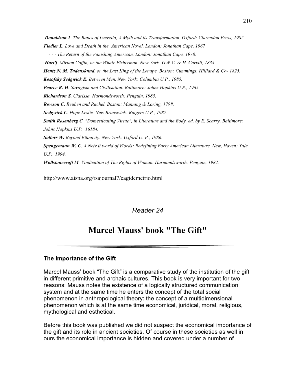 Marcel Mauss' Book "The Gift"