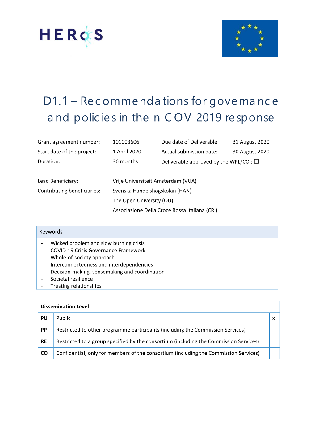 Recommendations for Governance and Policies in the COVID-19 Response