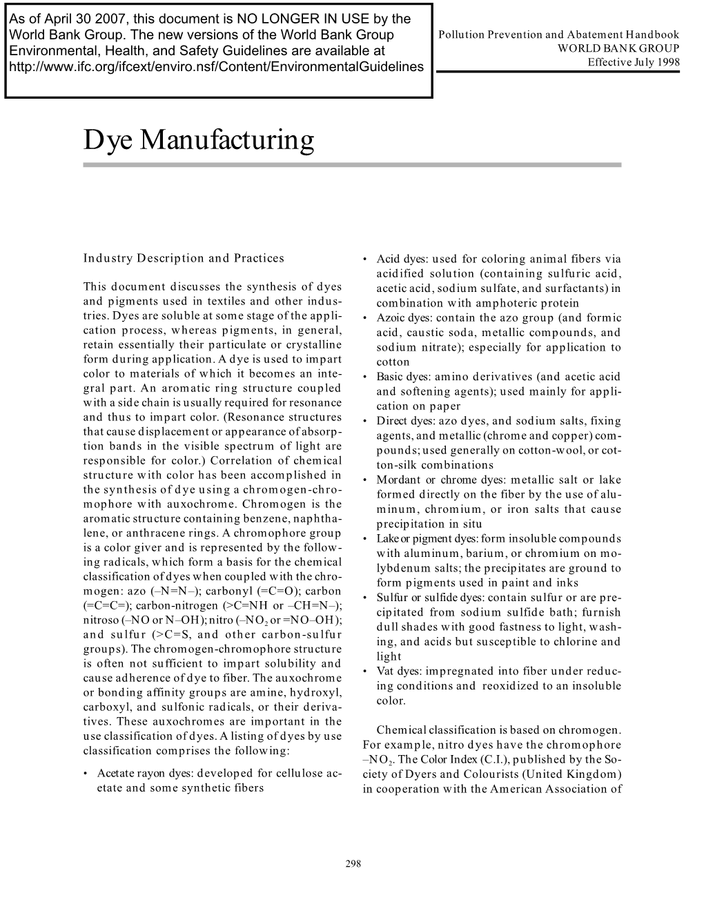 Dye Manufacturing