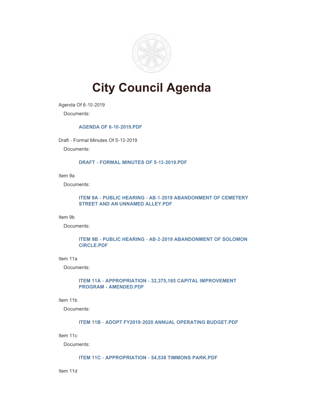 City Council Agenda