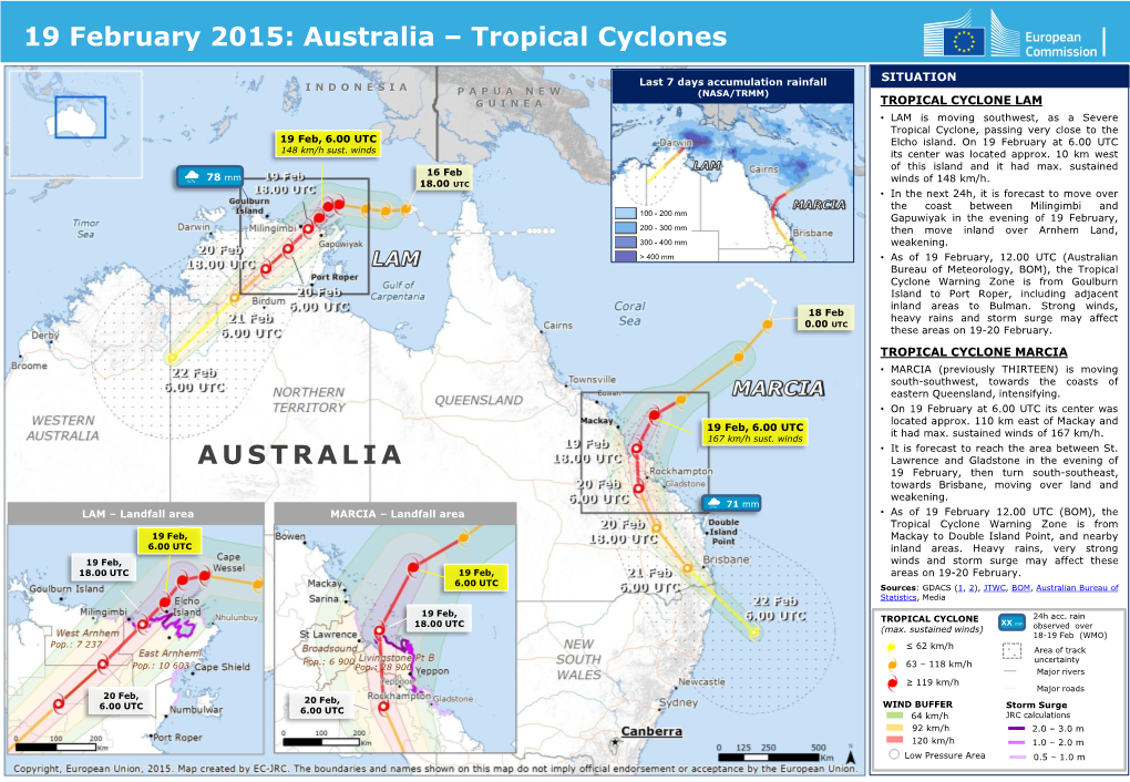 19 February 2015: Australia – Tropical Cyclones AUSTRALIA