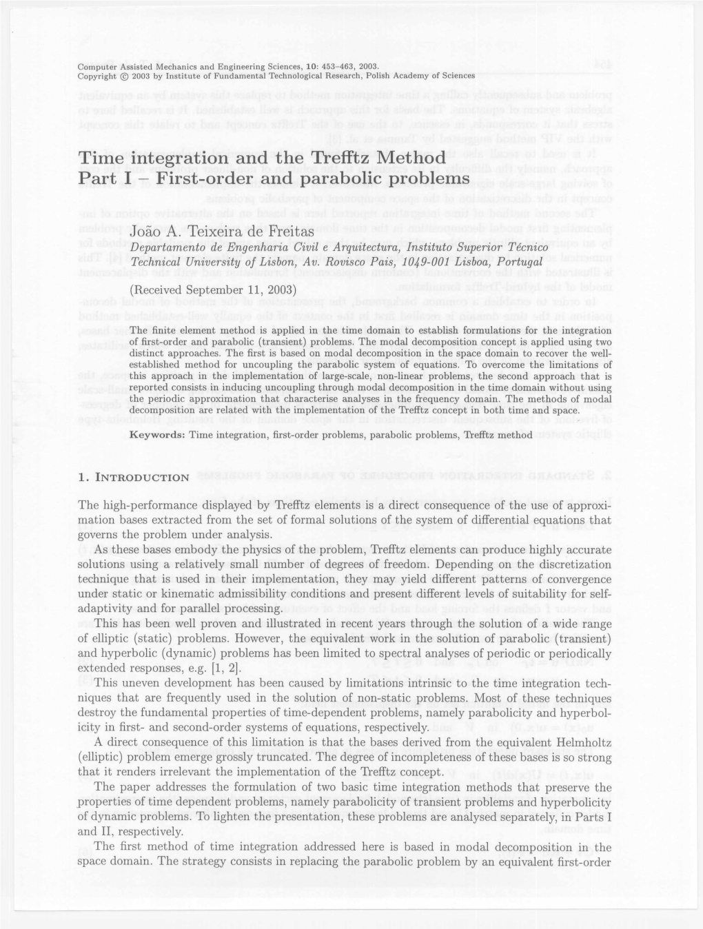 Time Integration and the Trefftz Method Part I - First-Order and Parabolic Problems