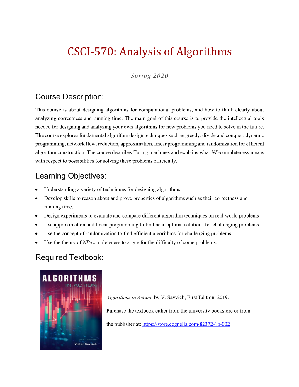 CSCI-570: Analysis of Algorithms