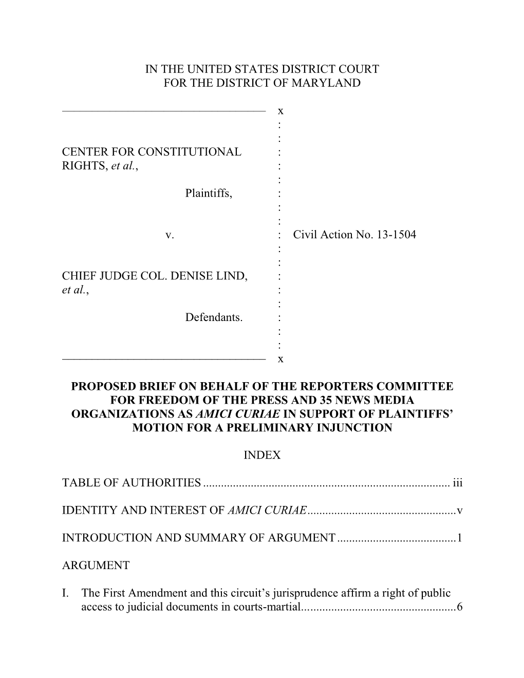 Proposed Amicus Brief of Reporters' Committee for Freedom of the Press