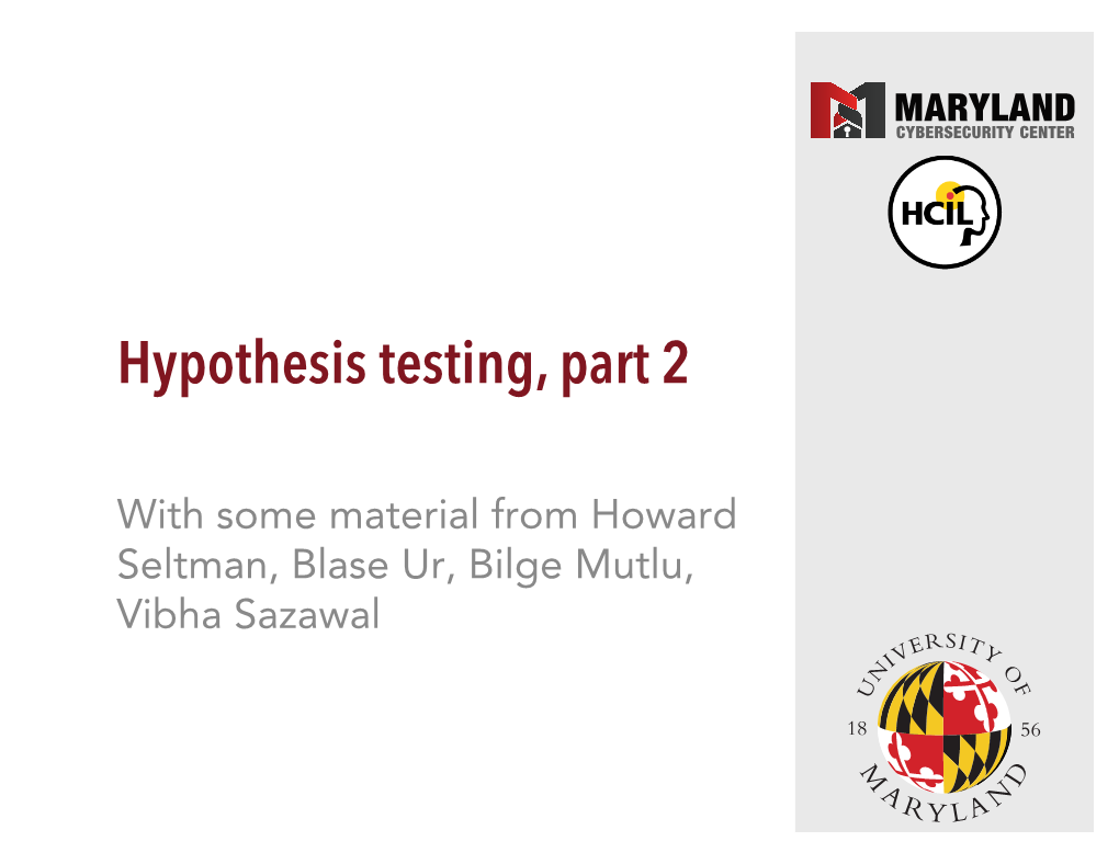 Hypothesis Testing, Part 2