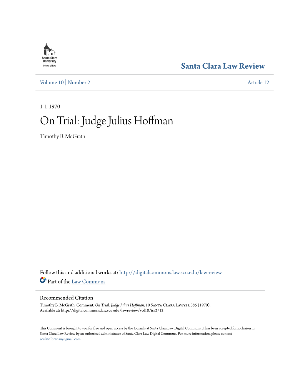 Judge Julius Hoffman Timothy B