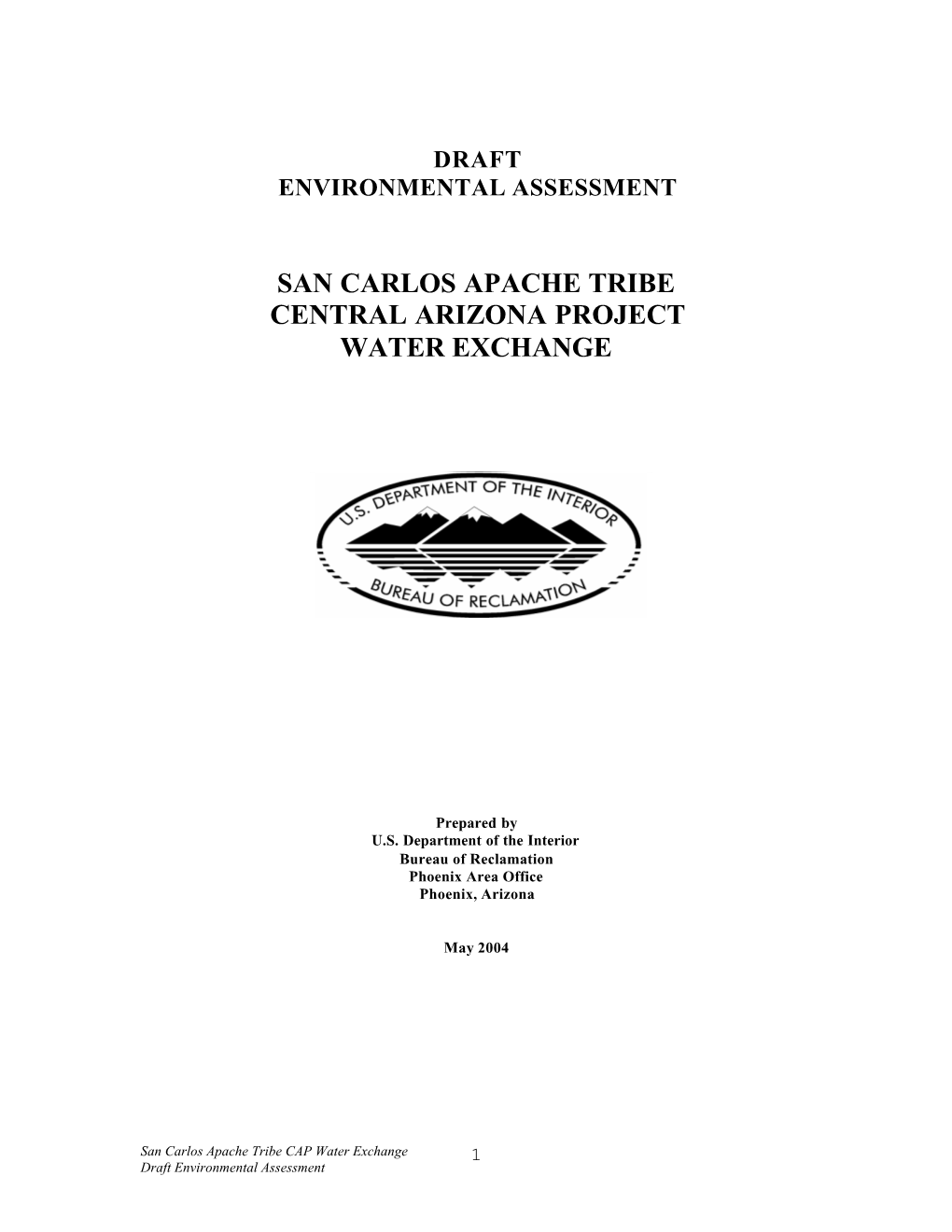 San Carlos Apache Tribe Central Arizona Project Water Exchange