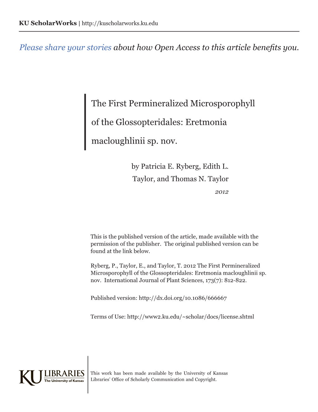 The First Permineralized Microsporophyll