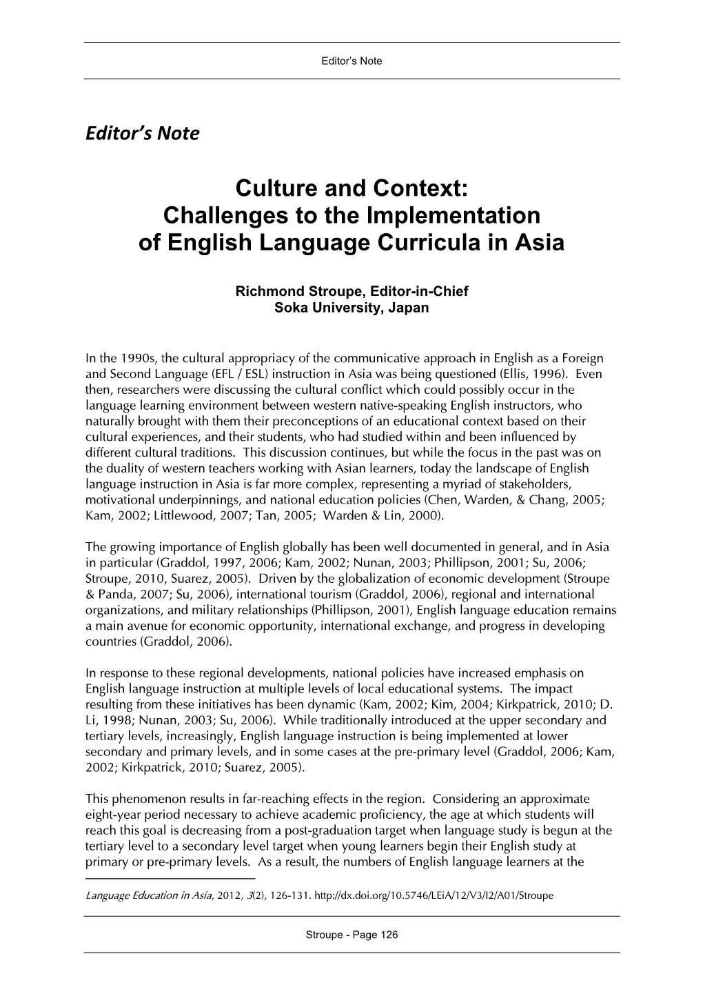 Culture and Context: Challenges to the Implementation of English