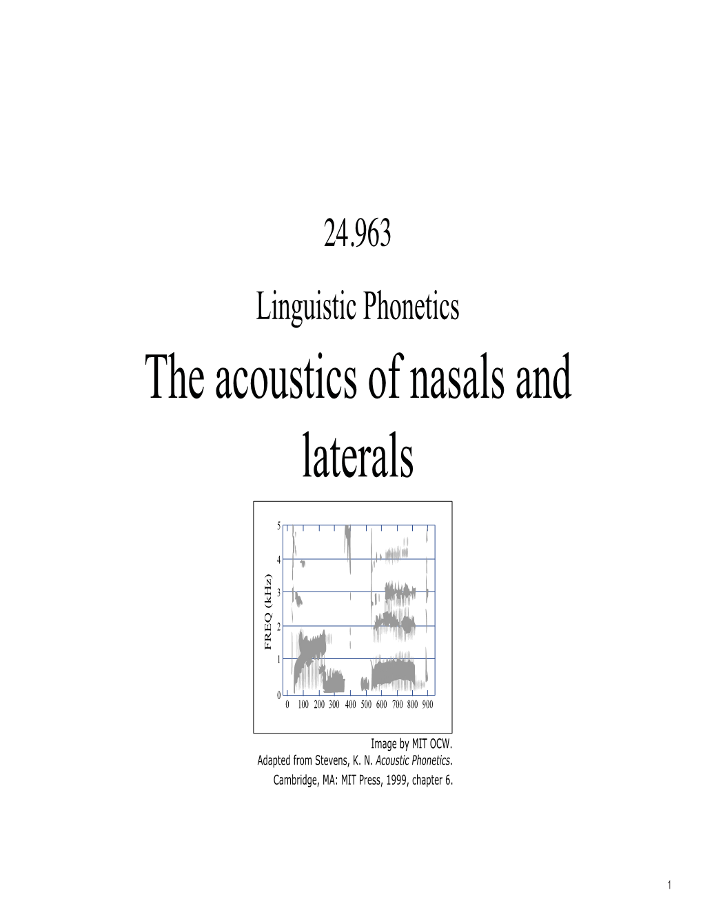 The Acoustics of Nasals and Laterals