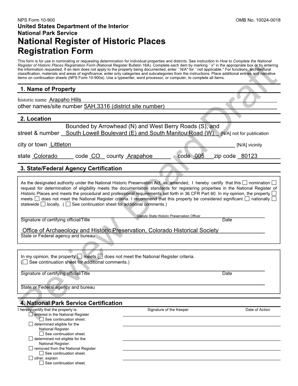 National Register of Historic Places Registration Form