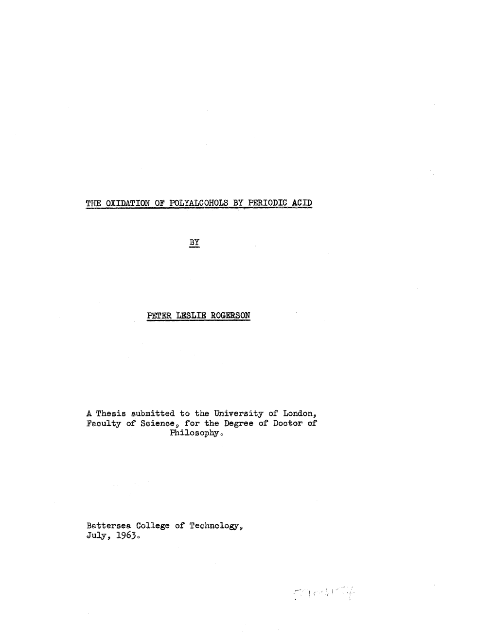 The Oxidation of Polyalgqhols by Periodic Acid By