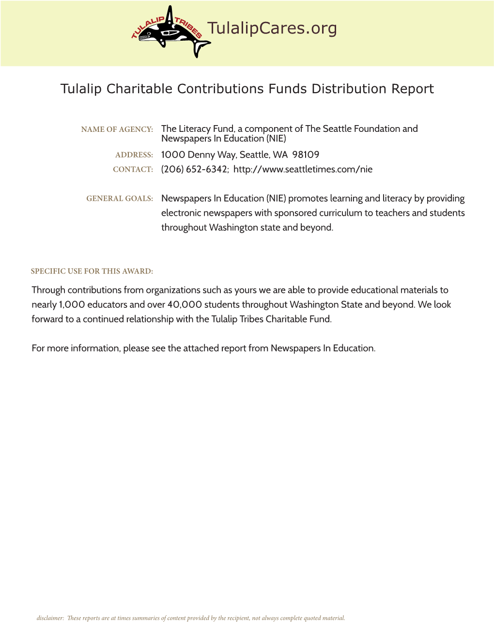 Charity Report