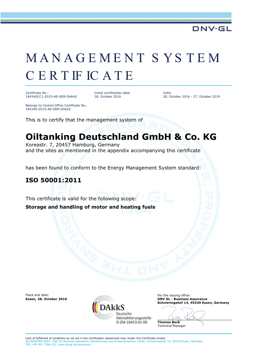 ISO 50001 Certificate (English)