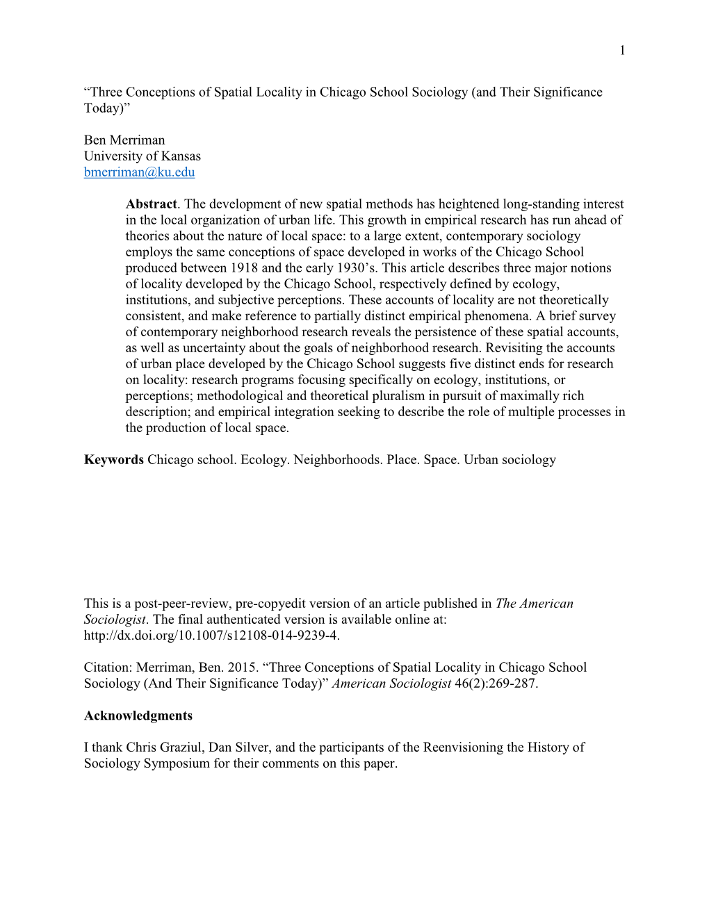 Three Conceptions of Spatial Locality in Chicago School Sociology (And Their Significance Today)”