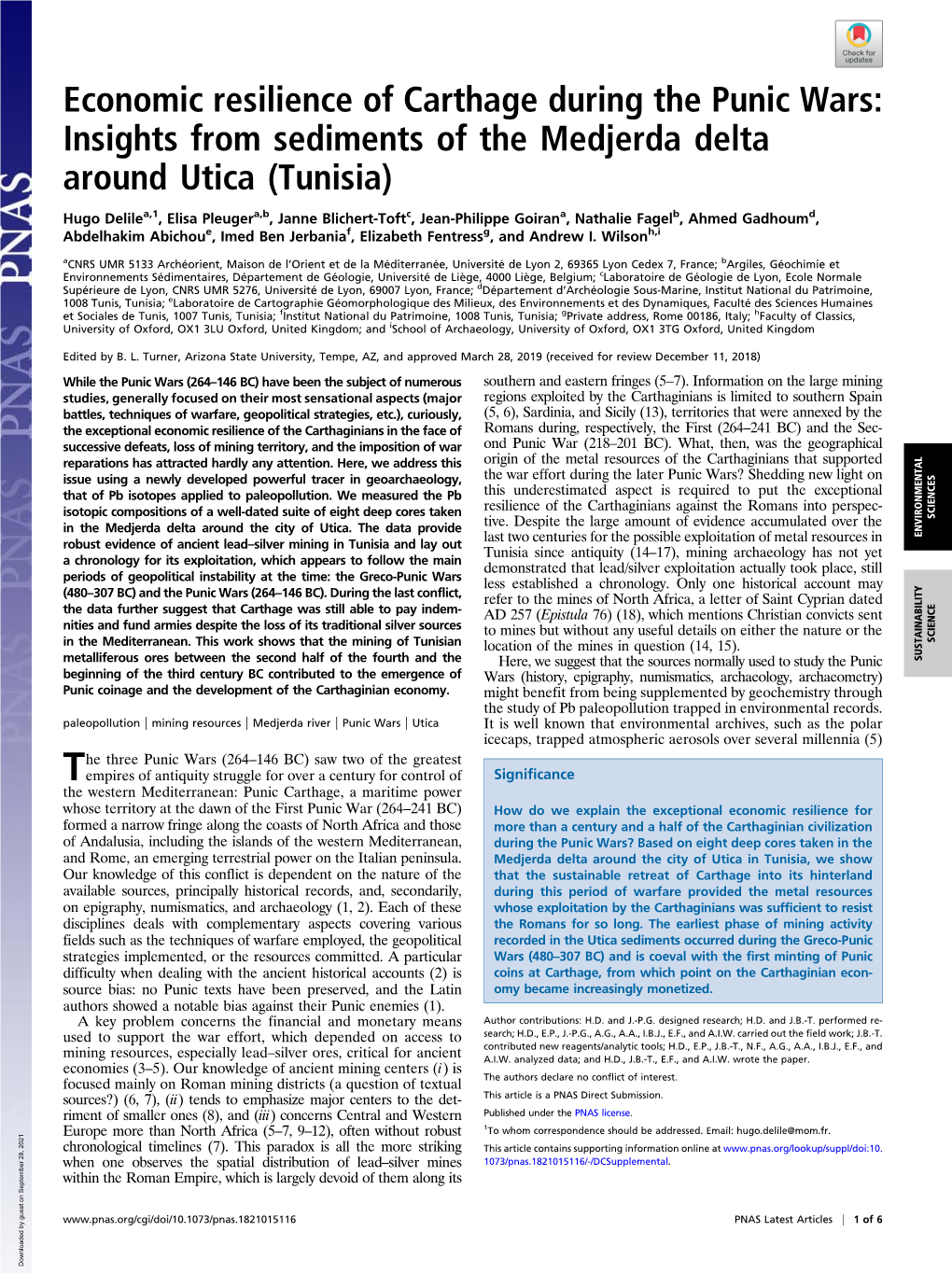 Economic Resilience of Carthage During the Punic Wars: Insights from Sediments of the Medjerda Delta Around Utica (Tunisia)