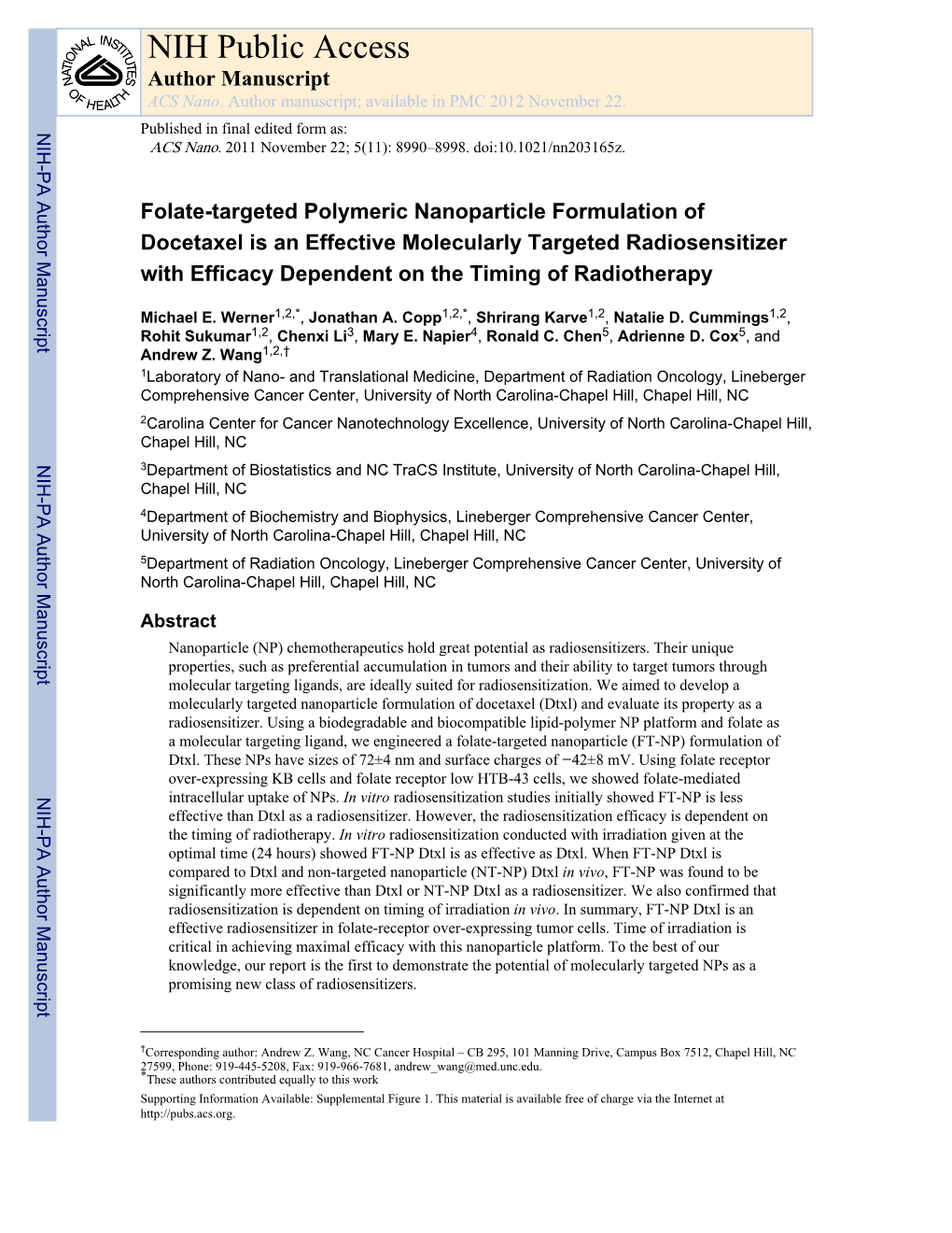 NIH Public Access Author Manuscript ACS Nano