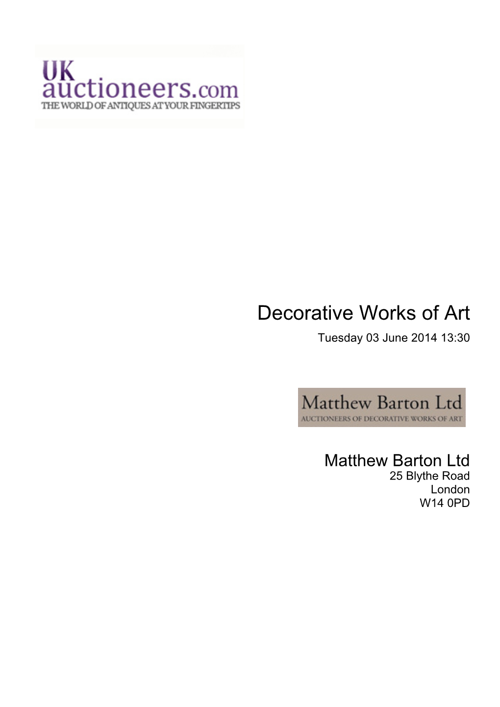 Decorative Works of Art Tuesday 03 June 2014 13:30