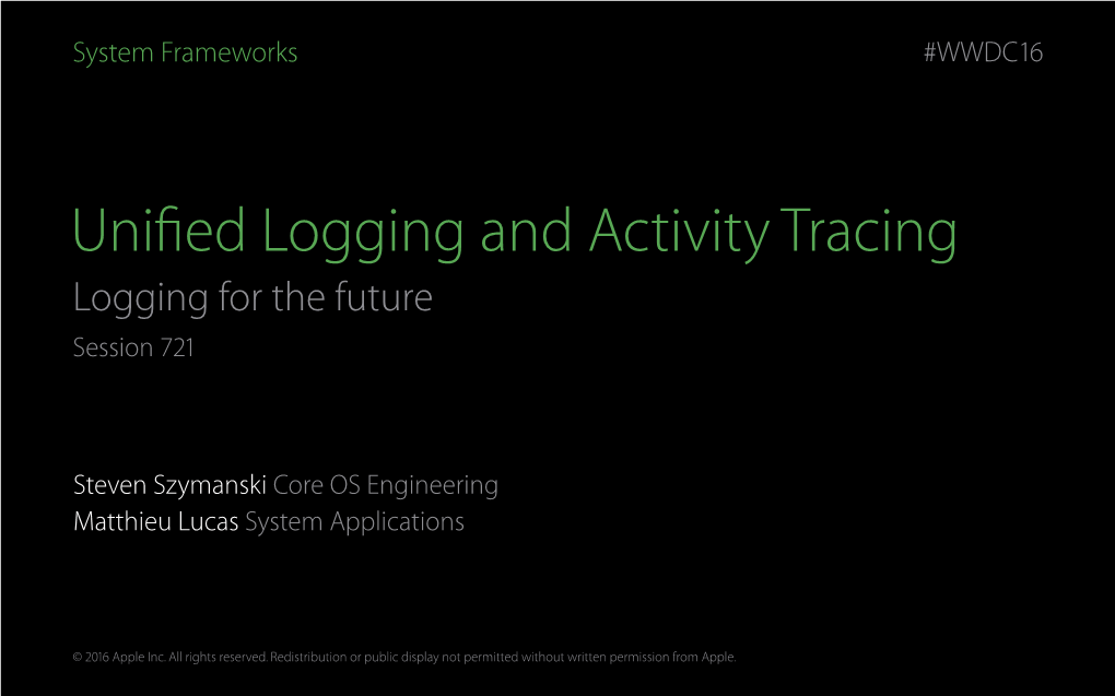 721 WWDC Unified Logging and Tracing 04 FINAL