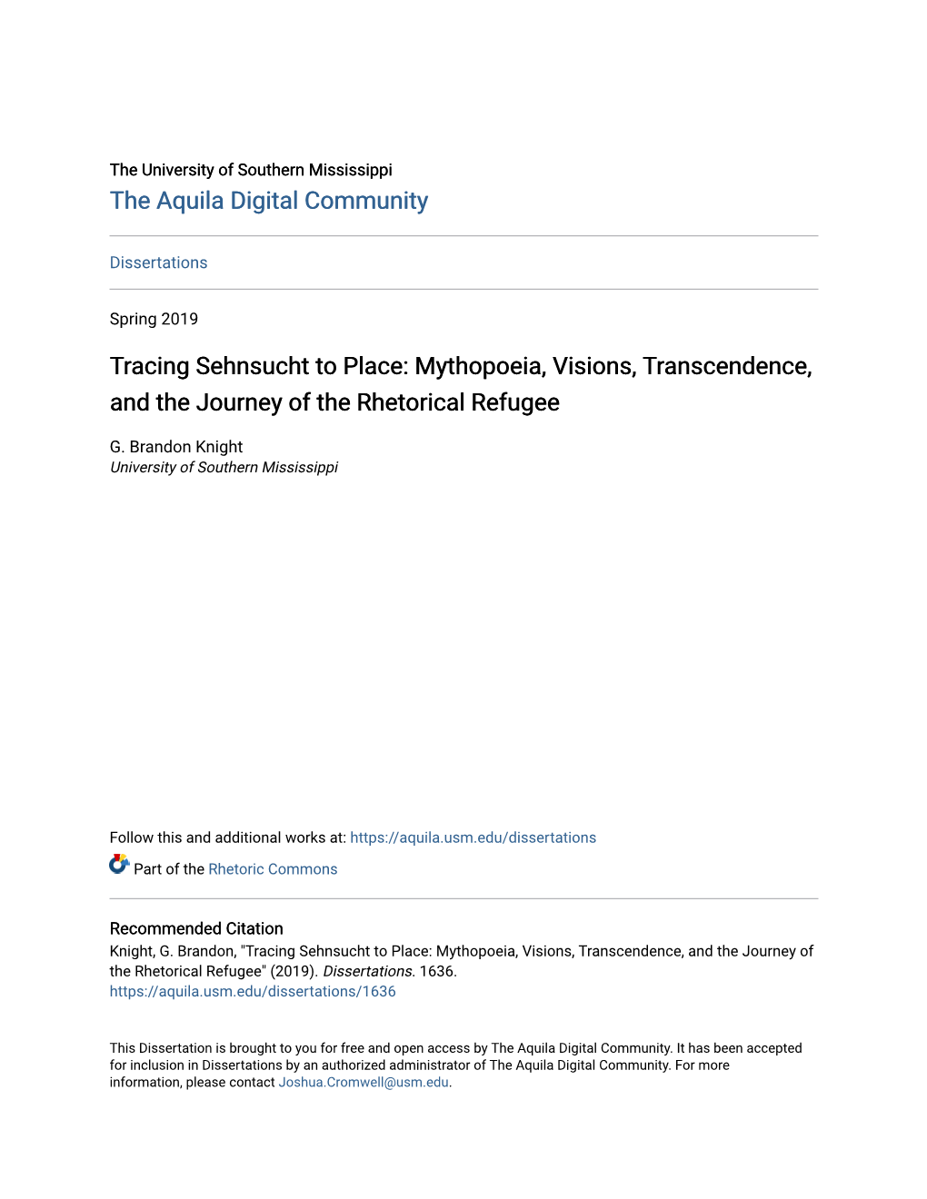 Mythopoeia, Visions, Transcendence, and the Journey of the Rhetorical Refugee