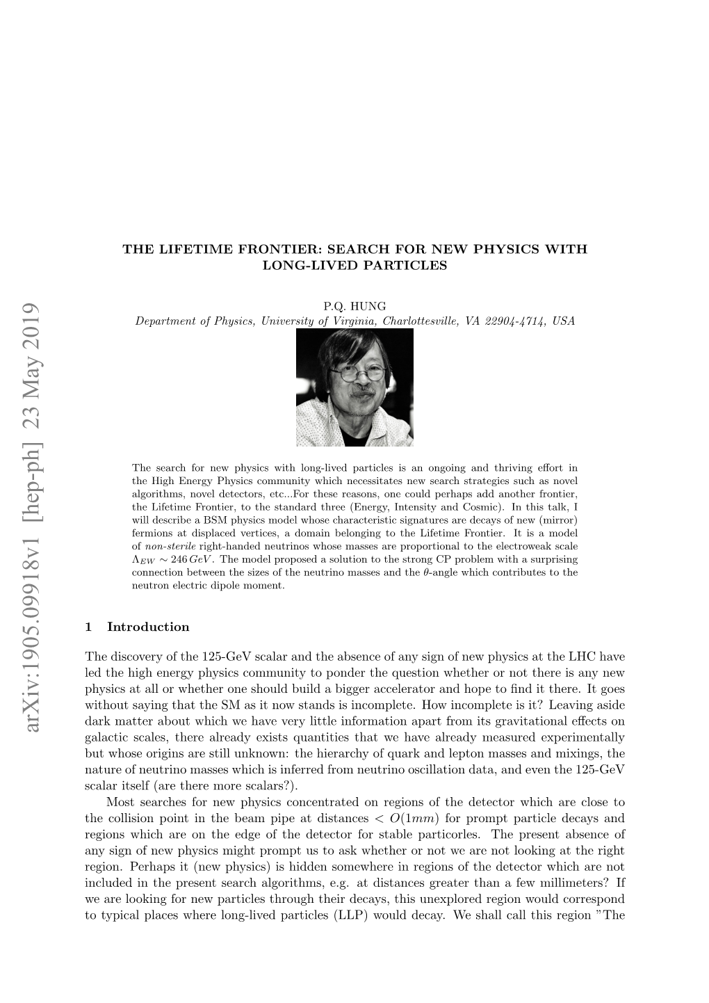 Arxiv:1905.09918V1 [Hep-Ph] 23 May 2019