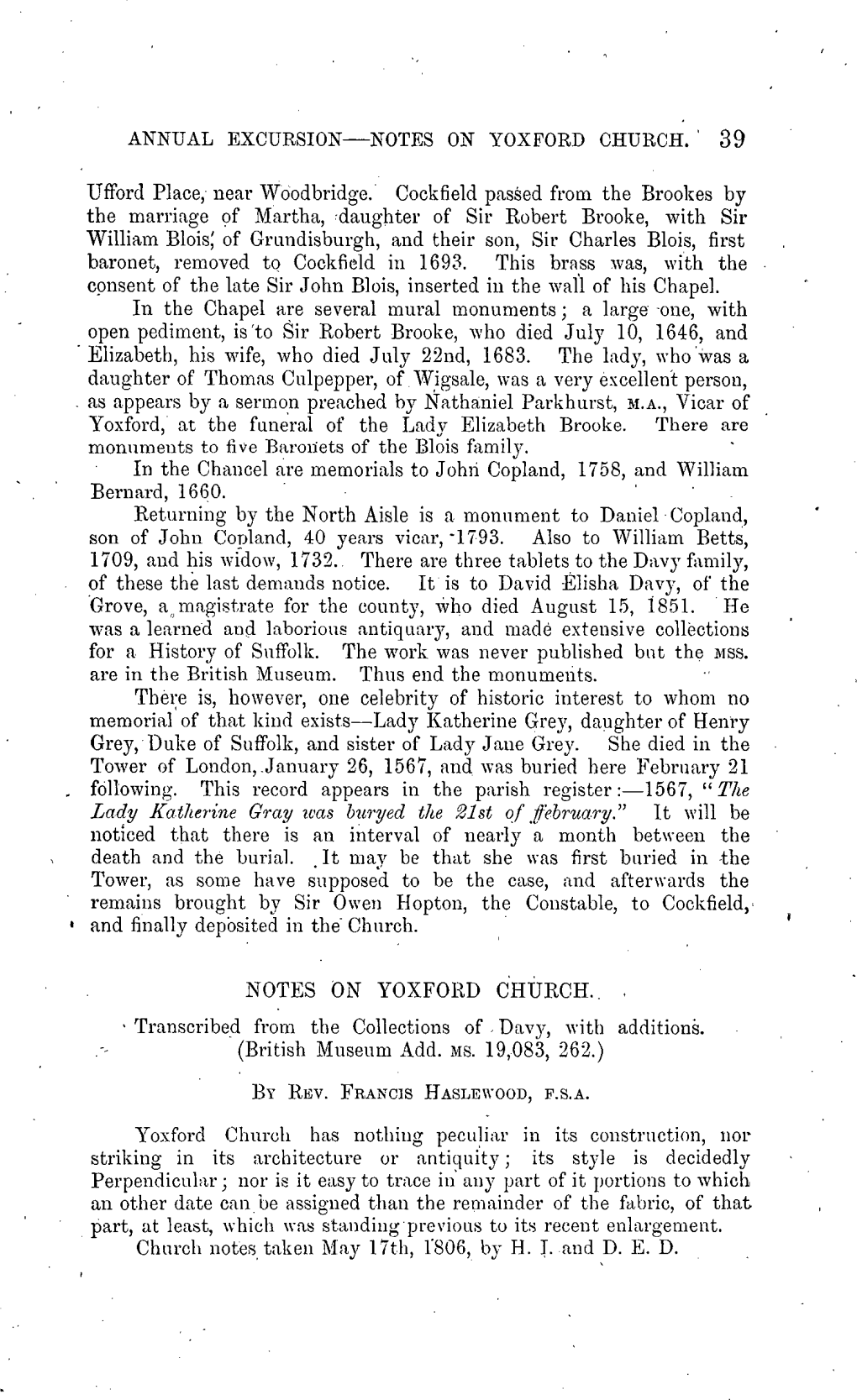 Ufford Place; Near Woodbridge. Cockfield Passed from the Brookes by the Marriage of Martha, ,Daughter of Sir Robert Brooke, With