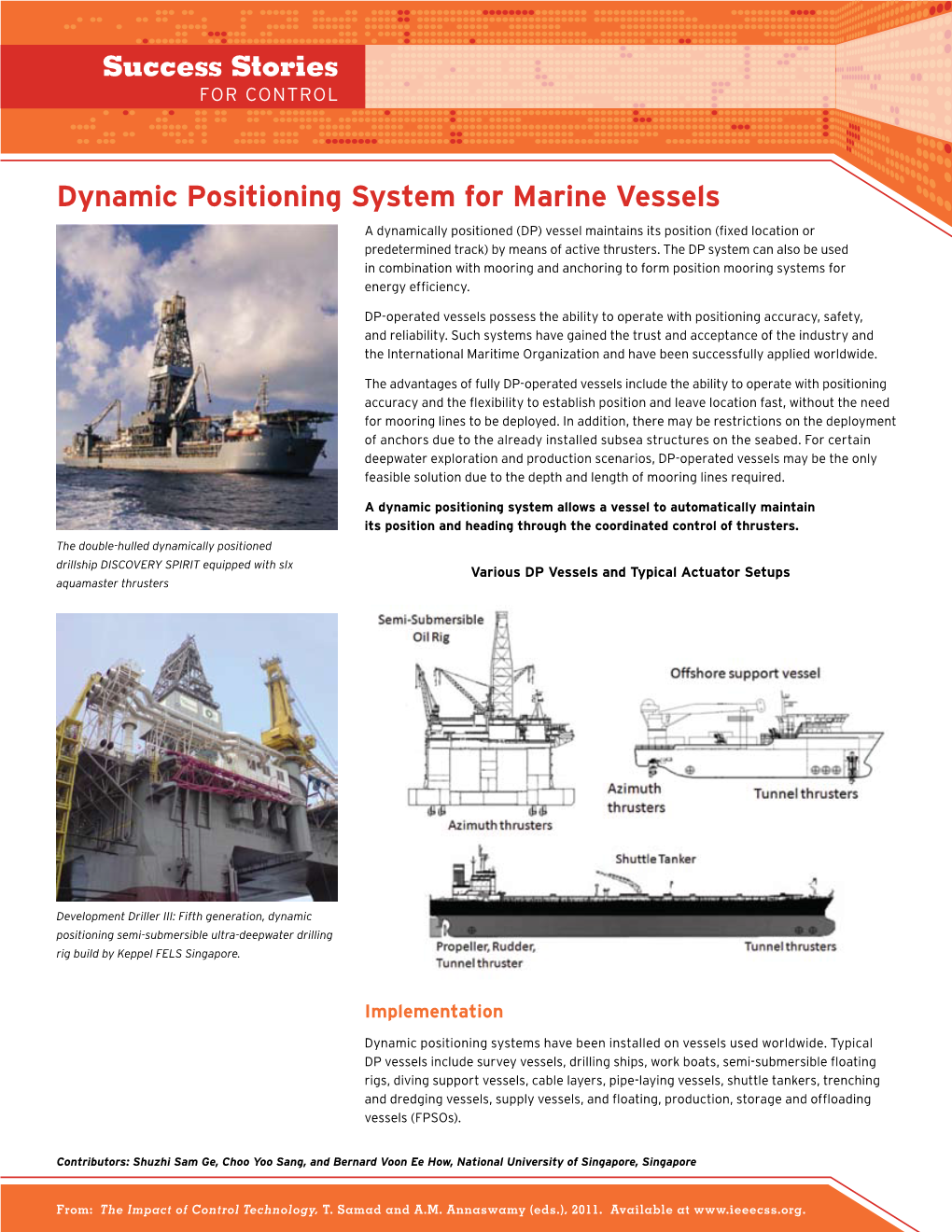 Dynamic Positioning System for Marine Vessels