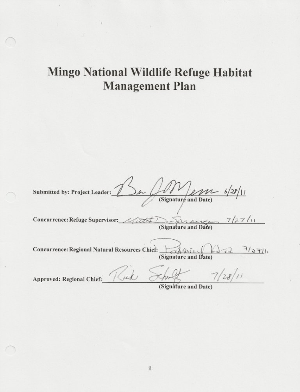 Mingo National Wildlife Refuge Habitat Management Plan