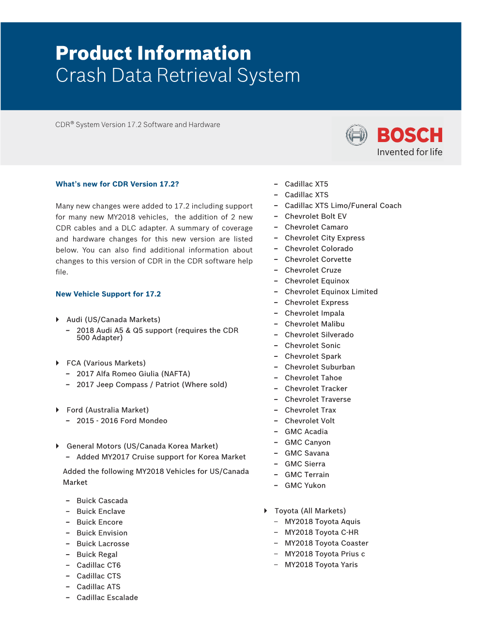 Product Information Crash Data Retrieval System