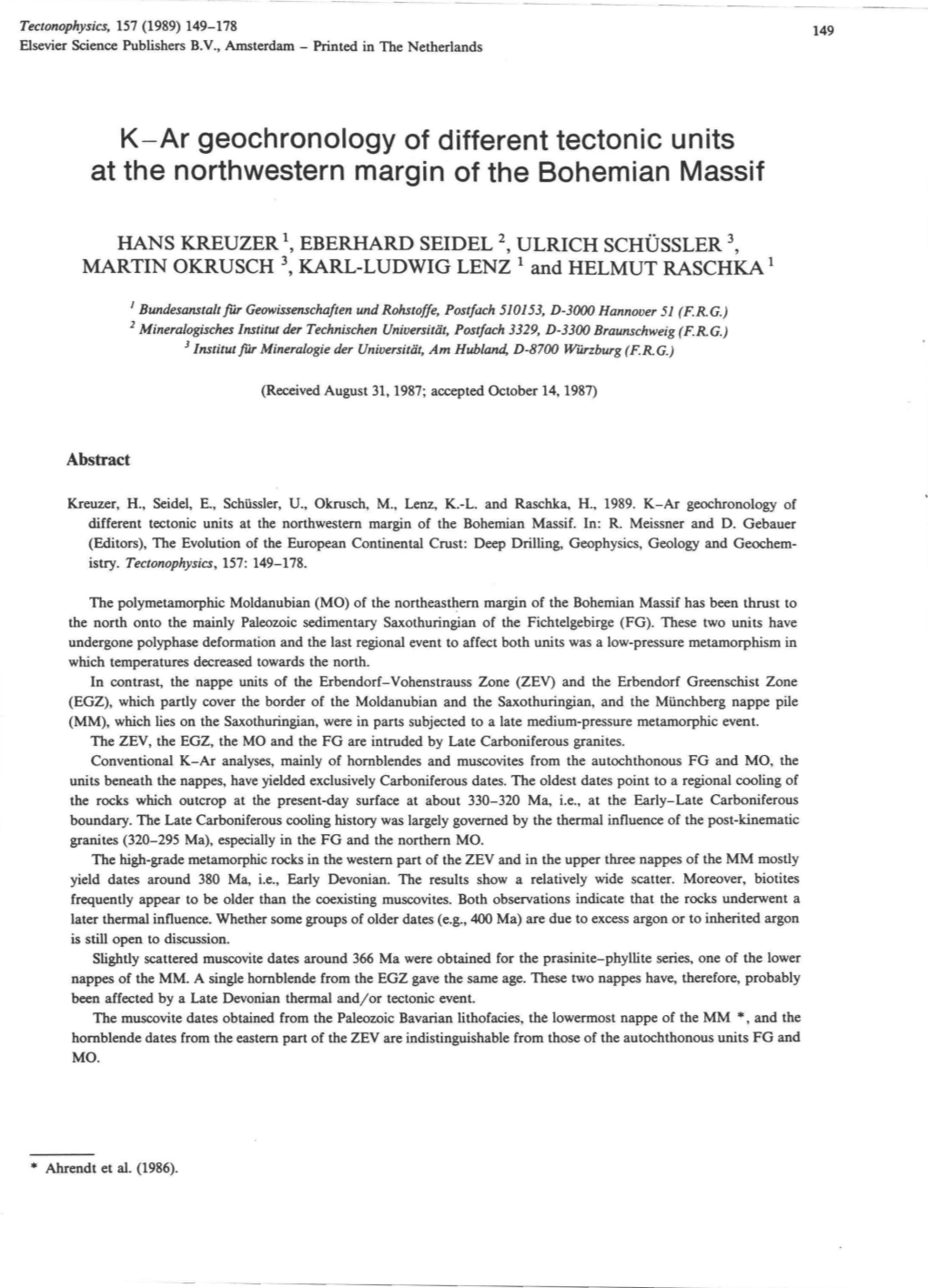 K-Ar Geochronology of Different Tectonic Units at the Northwestern Margin of the Bohemian Massif