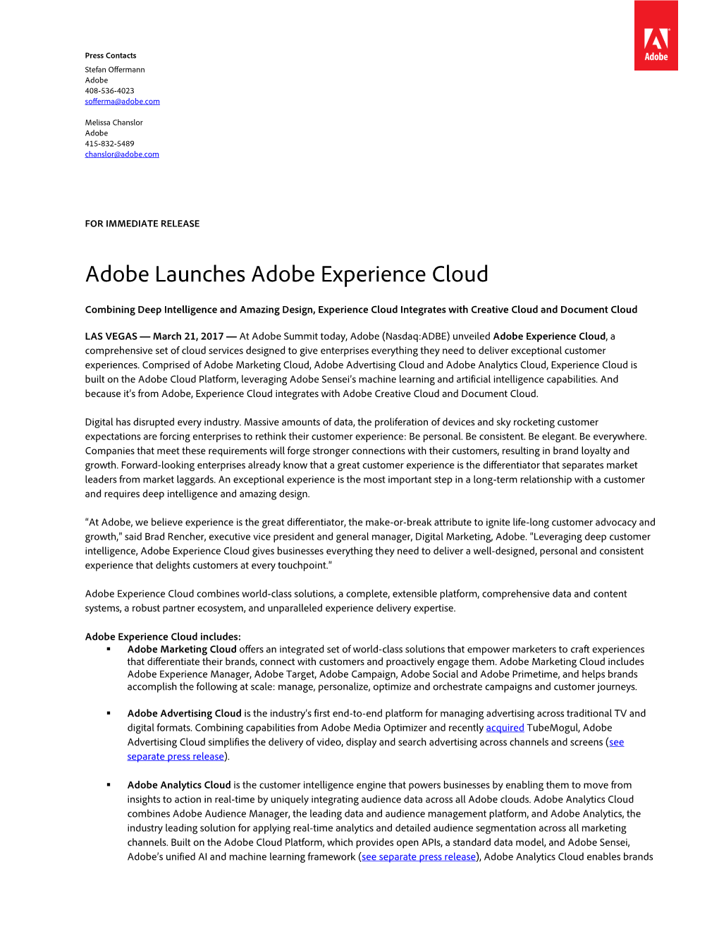 Adobe Launches Adobe Experience Cloud