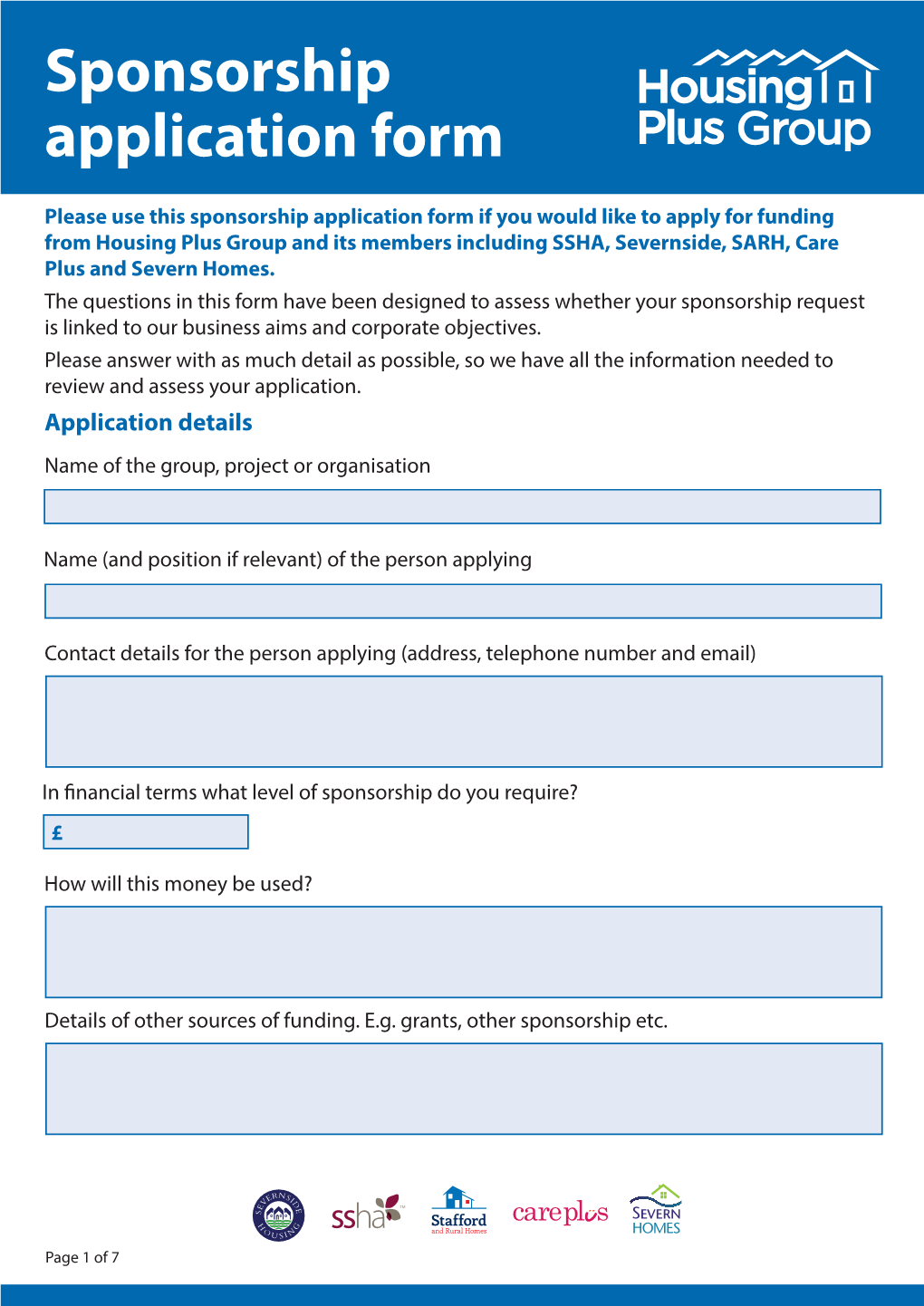 Sponsorship Application Form