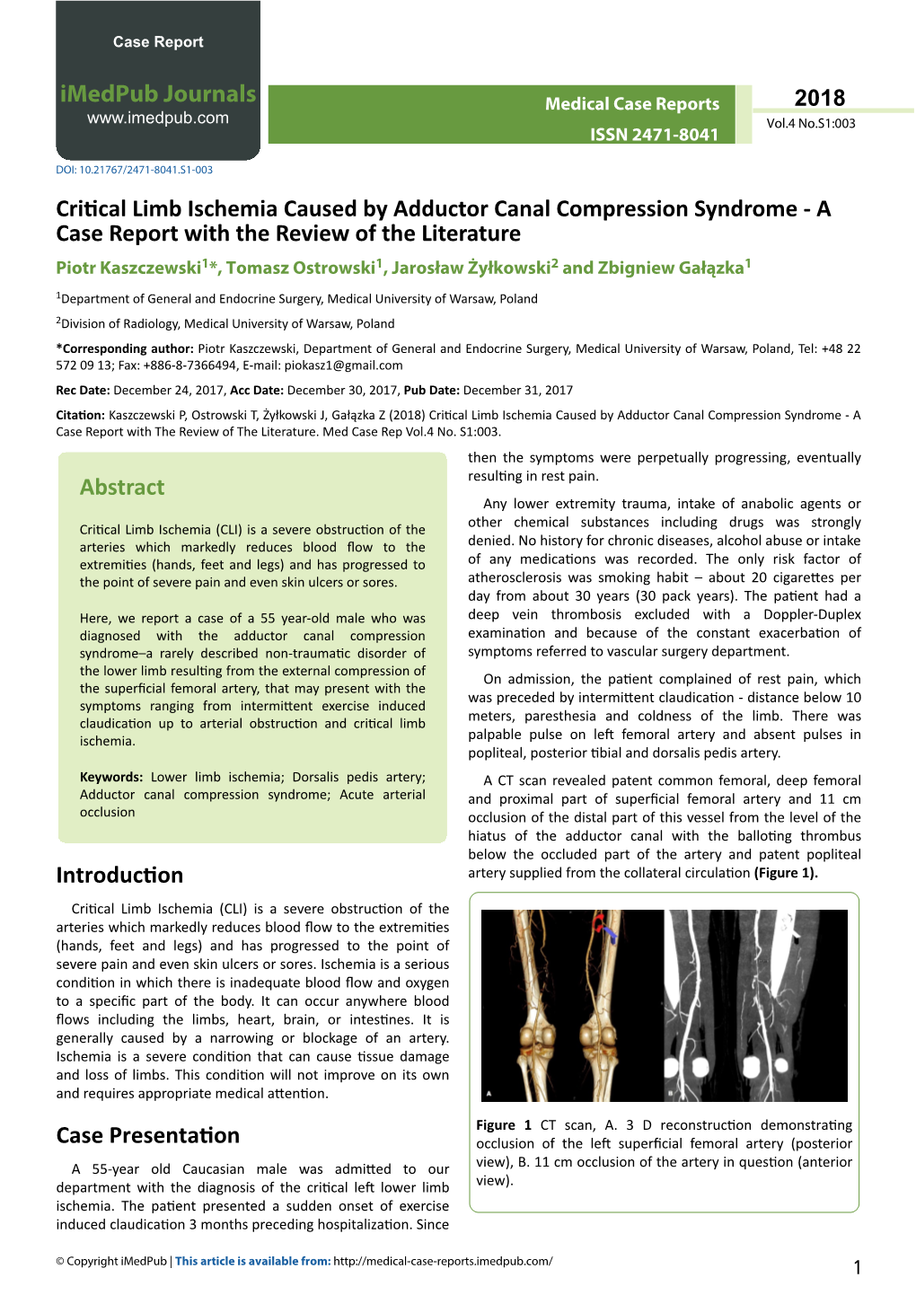 Critical Limb Ischemia Caused by Adductor