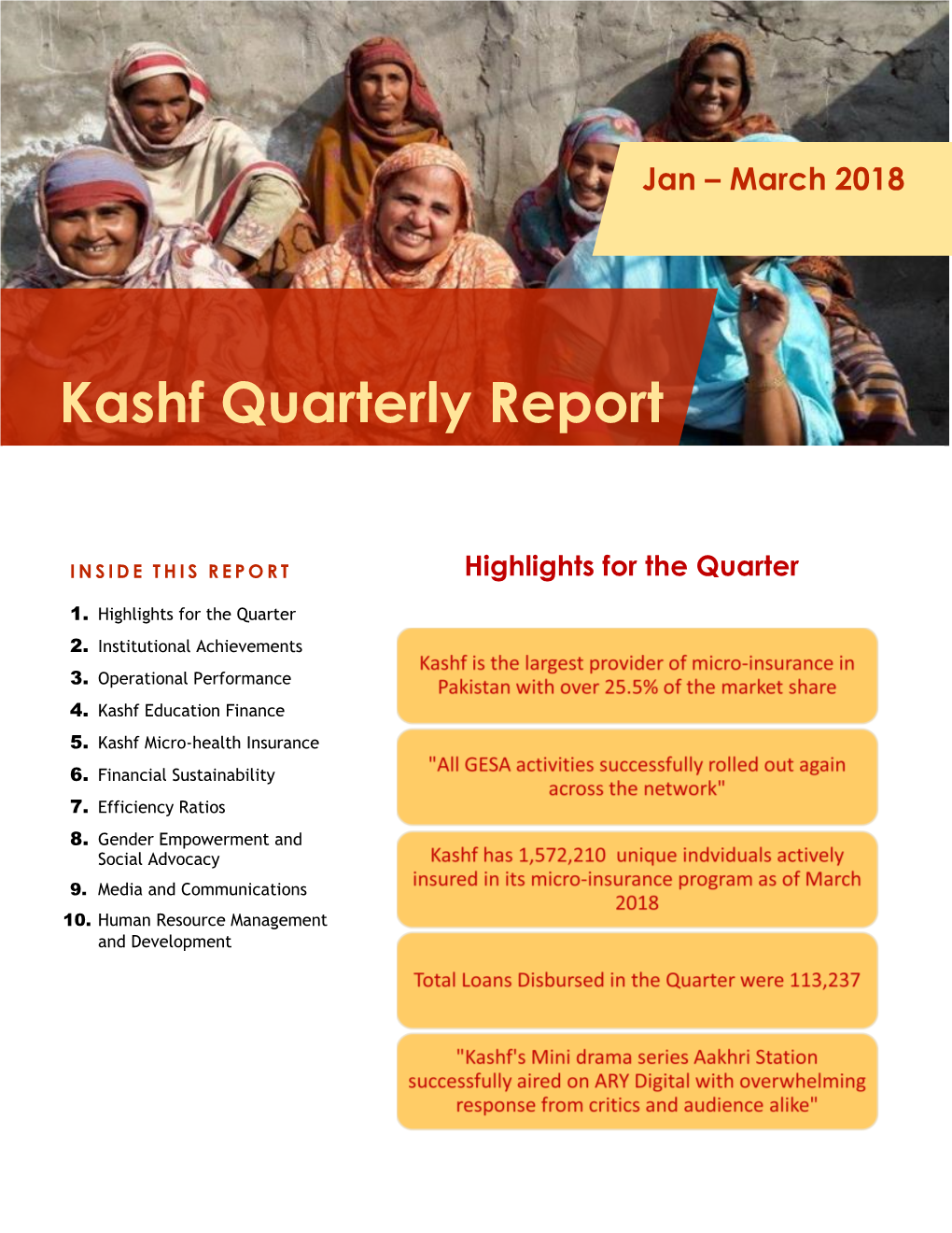 Kashf Quarterly Report
