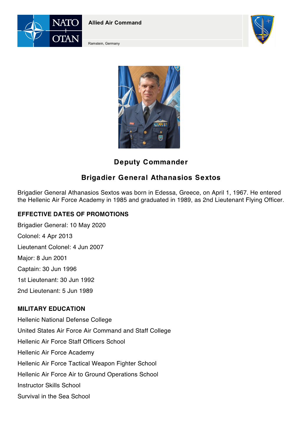 Deputy Commander Brigadier General